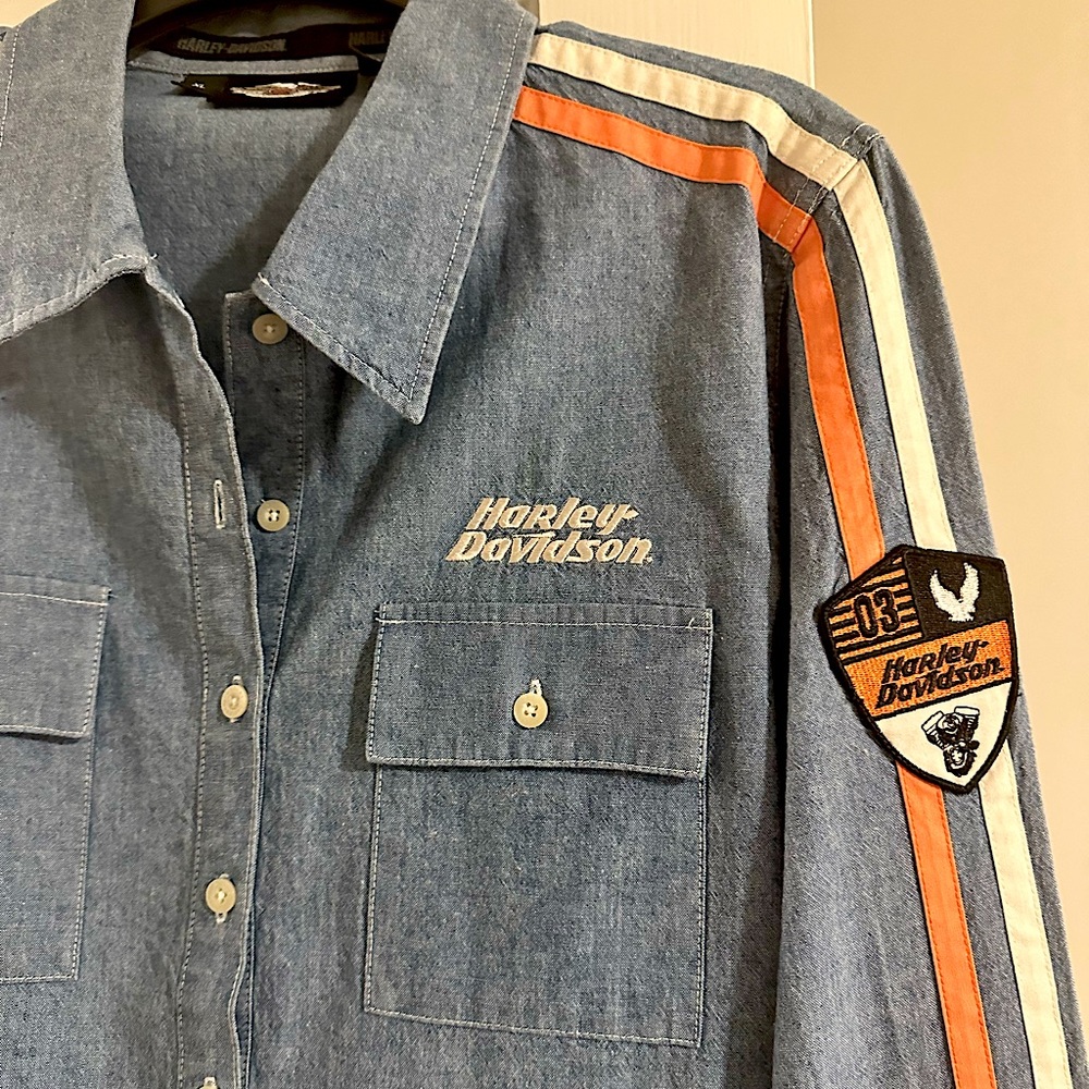 Harley Davidson vintage button up🧡🤍